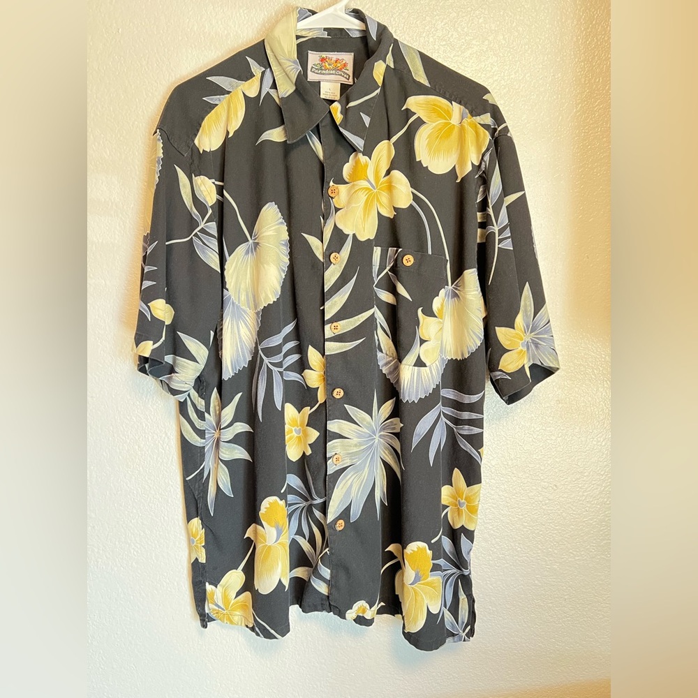 Paradise Coves Men's Tropical Hawaiian Button Down Short Sleeve Shirt Size Large